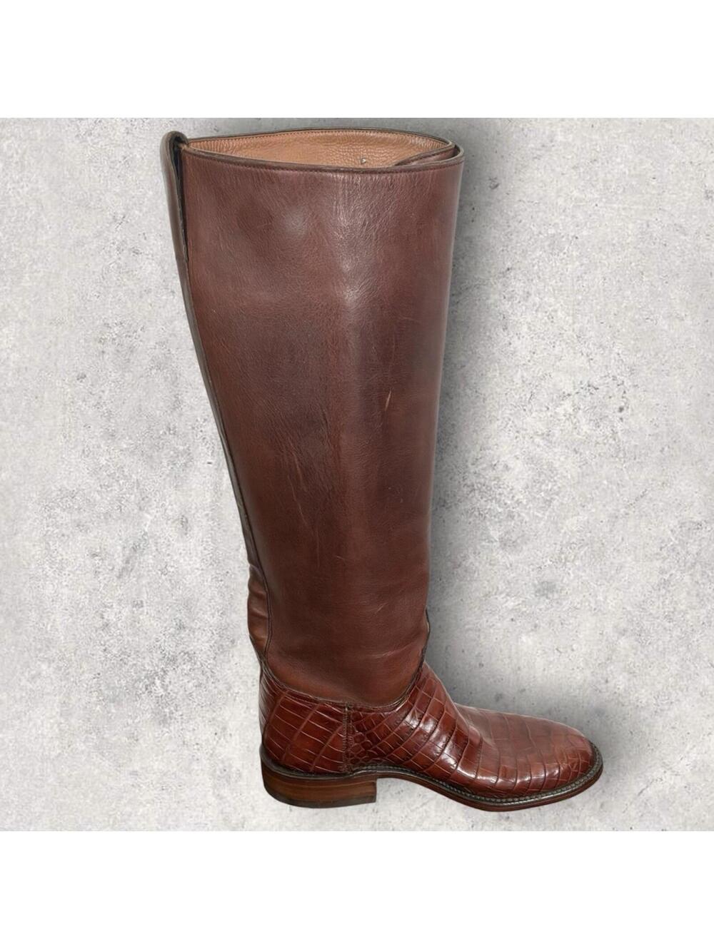 LUCCHESE CLARK POLO RIDING BOOTS WITH NILE CROCODILE BELLY GY4900 SZ 8.5 $3199 - Picture 6 of 10